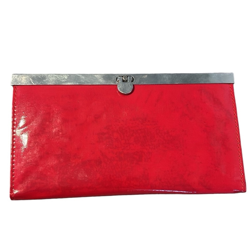 Red patent leather locket wallet never used